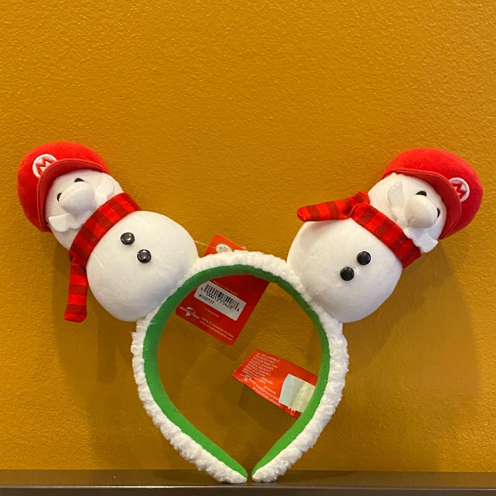 Mario Super Nintendo World Festive Snowman Headband with Red Accents